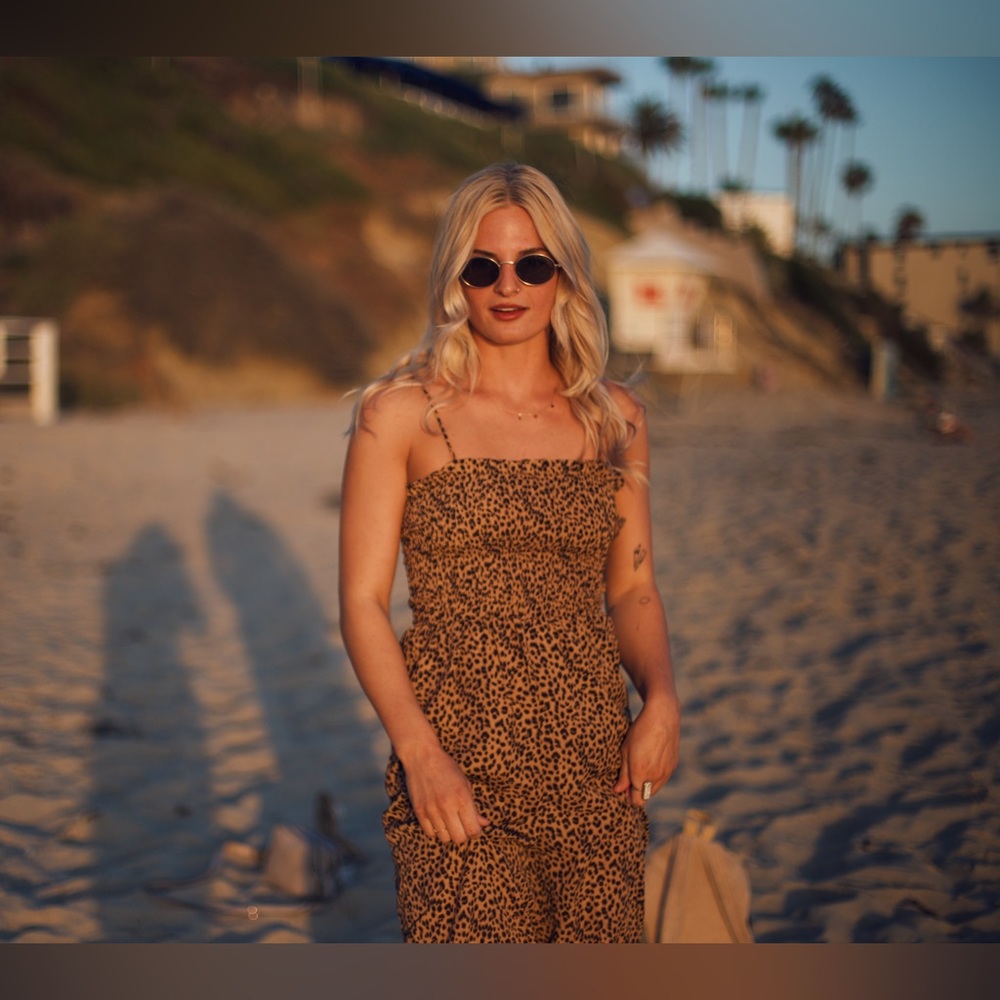 Sage leopard jumpsuit